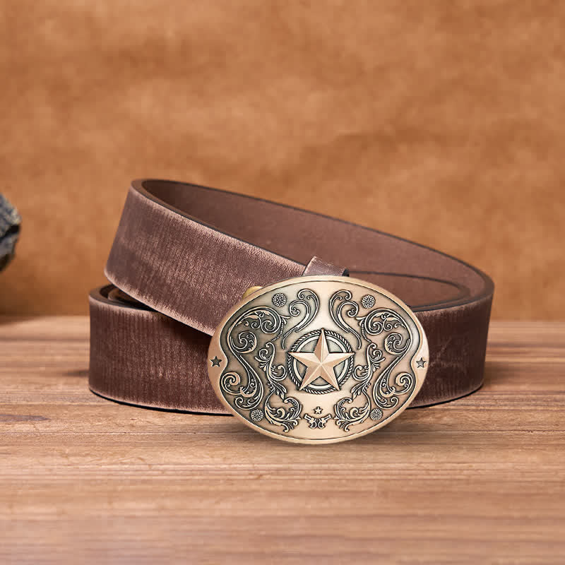 Men's DIY Western Star Creative Beer Holder Buckle Leather Belt - Image 24
