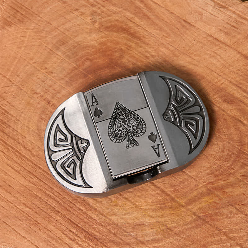 Men's DIY Lucky ACE Poker Leather Belt with Hidden Lighter - Image 3