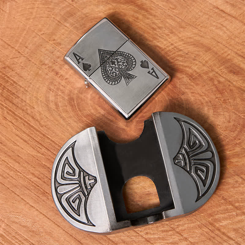 Men's DIY Lucky ACE Poker Leather Belt with Hidden Lighter - Image 4