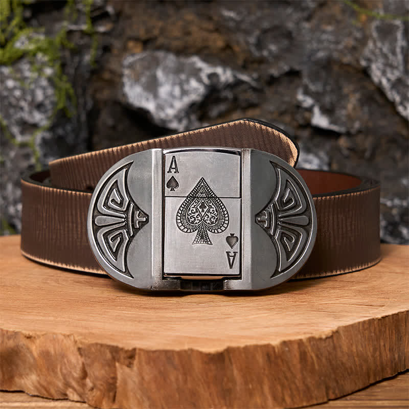 Men's DIY Lucky ACE Poker Leather Belt with Hidden Lighter - Image 8