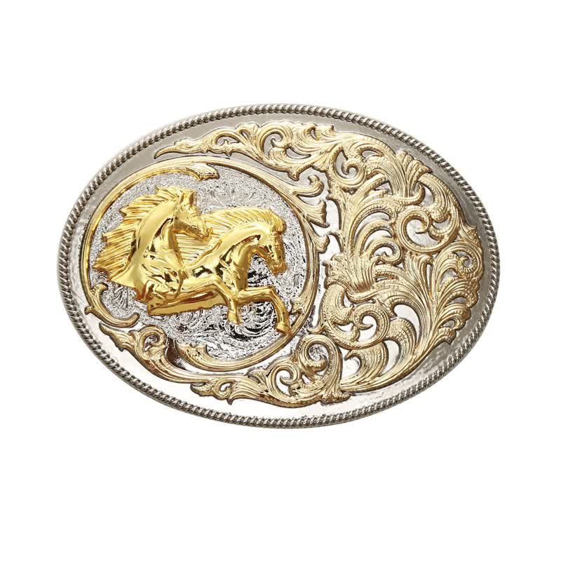 Men's DIY Luxury Gold Horse Head Buckle Leather Belt - Image 3