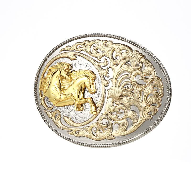 Men's DIY Luxury Gold Horse Head Buckle Leather Belt - Image 4