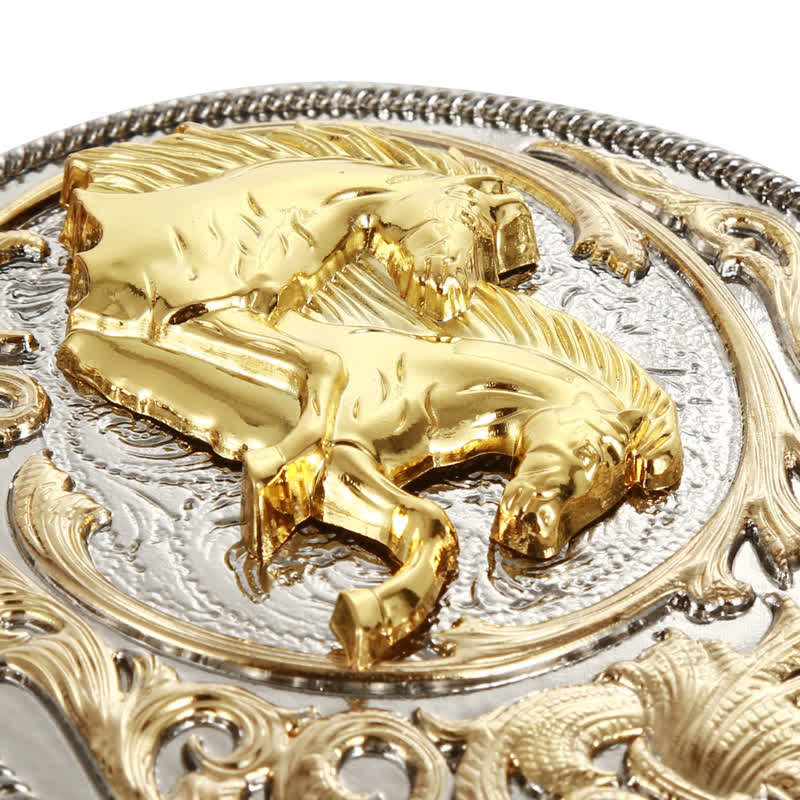 Men's DIY Luxury Gold Horse Head Buckle Leather Belt - Image 5