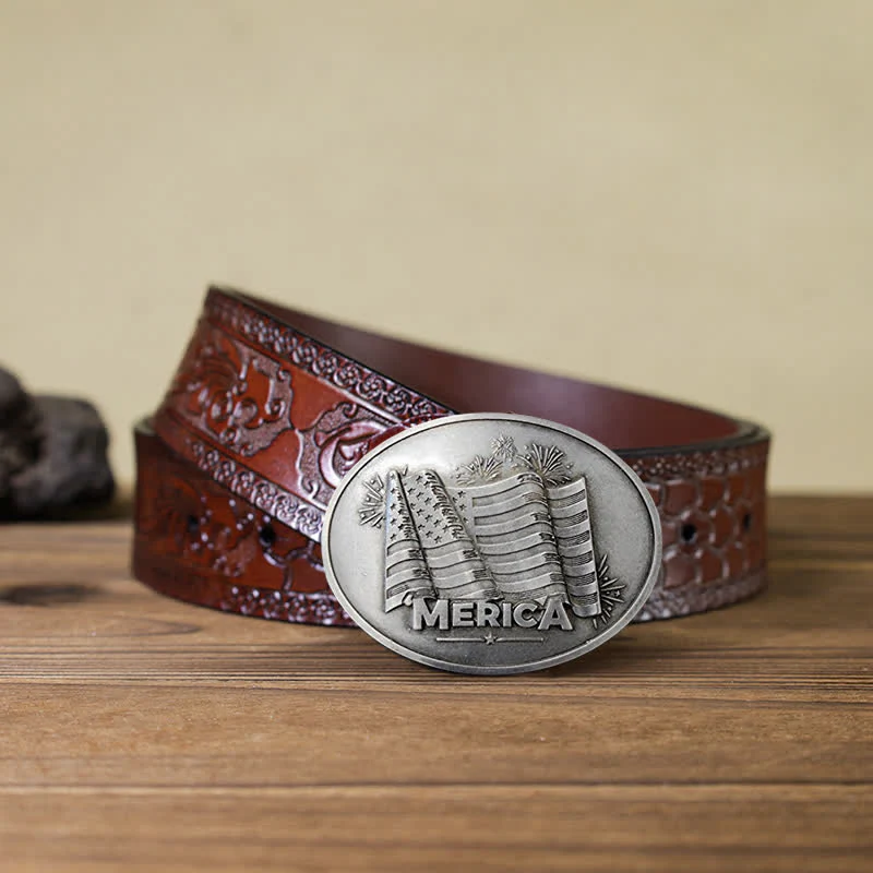 Men's DIY Merica Pride Flag Creative Beer Holder Buckle Leather Belt - Image 13