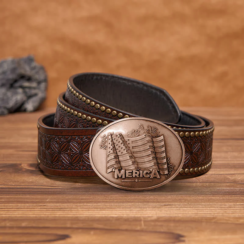 Men's DIY Merica Pride Flag Creative Beer Holder Buckle Leather Belt - Image 23