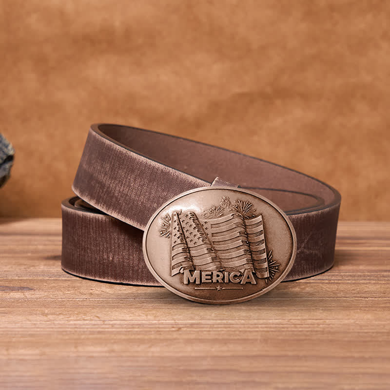 Men's DIY Merica Pride Flag Creative Beer Holder Buckle Leather Belt - Image 24