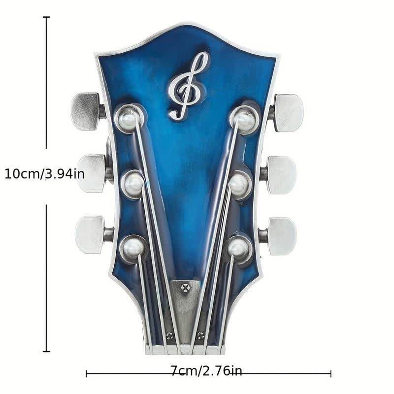Men's DIY Musical Guitar Headstock Buckle Leather Belt - Image 3