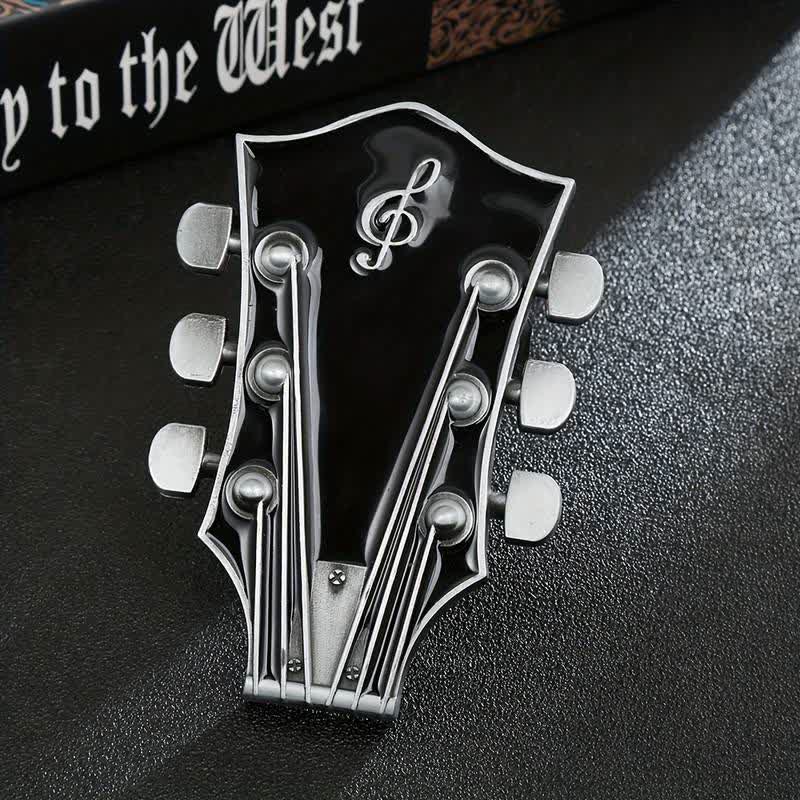 Men's DIY Musical Guitar Headstock Buckle Leather Belt - Image 6