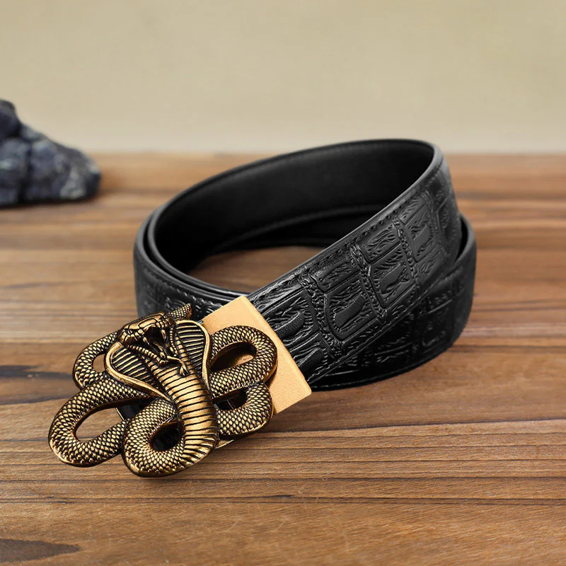 Men's DIY Mysterious Snake Automatic Buckle Leather Belt - Image 13