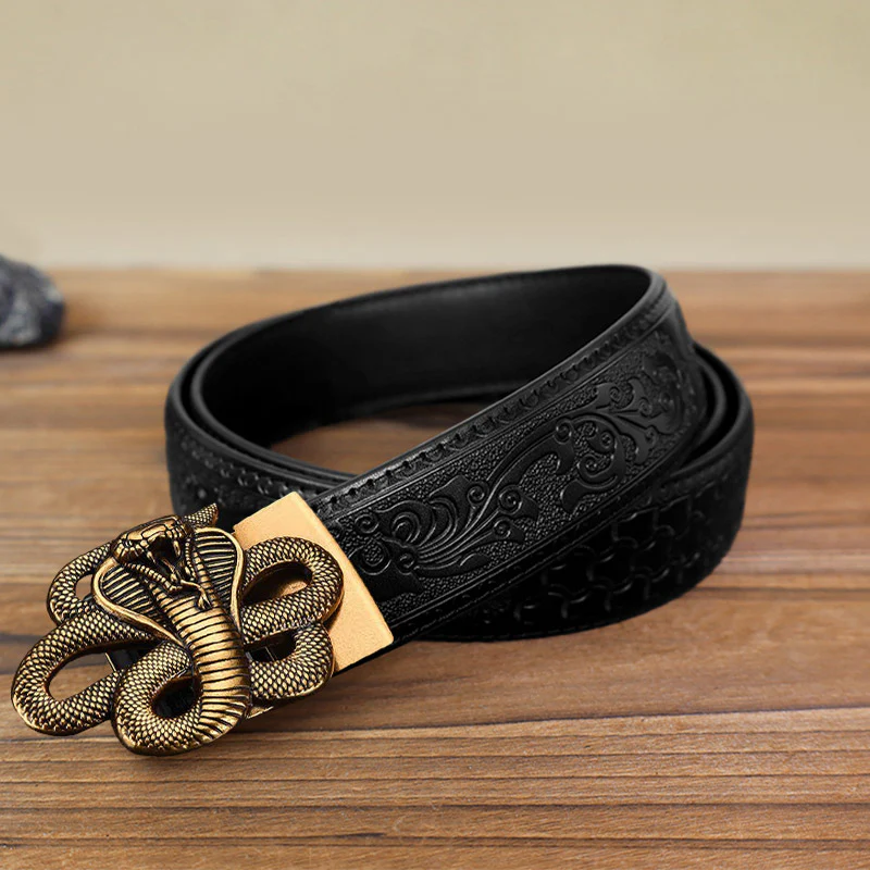 Men's DIY Mysterious Snake Automatic Buckle Leather Belt - Image 14