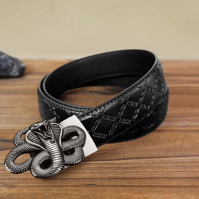 Men's DIY Mysterious Snake Automatic Buckle Leather Belt - Image 3