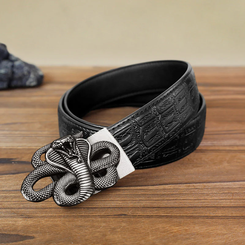 Men's DIY Mysterious Snake Automatic Buckle Leather Belt - Image 4