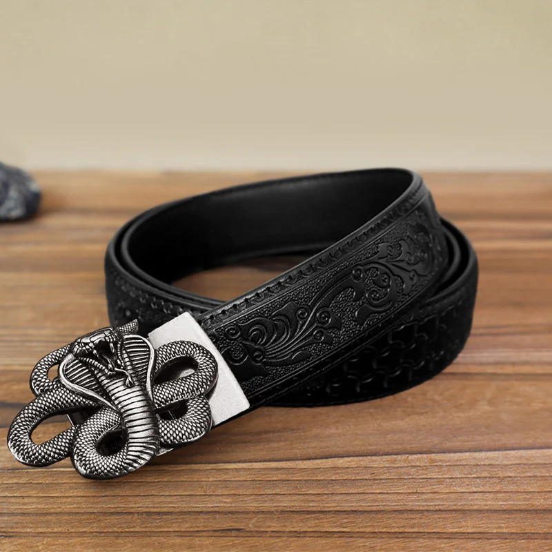 Men's DIY Mysterious Snake Automatic Buckle Leather Belt - Image 5