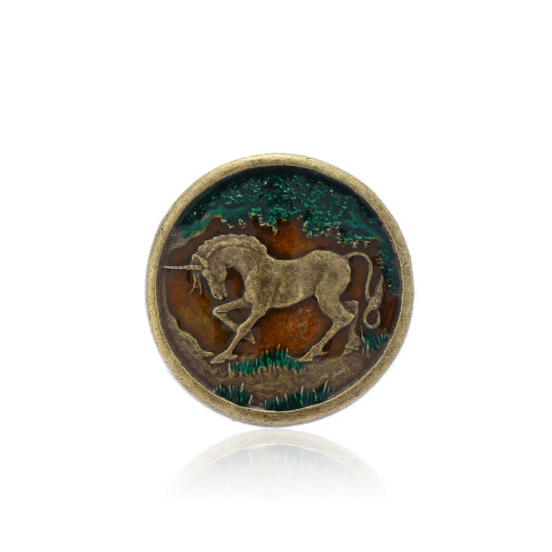 Men's DIY Mystical Unicorn Antique Bronze Buckle Leather Belt - Image 4