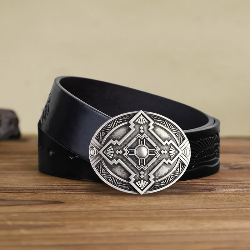 Men's DIY Native Indian Western Buckle Leather Belt - Image 17