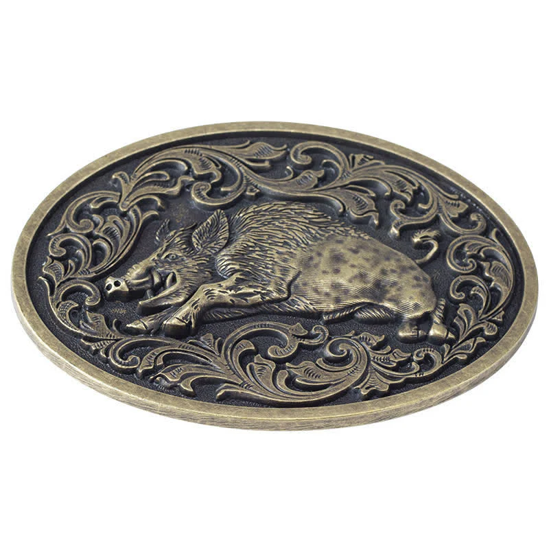 Men's DIY Novelty Wild Boar Buckle Leather Belt - Image 5