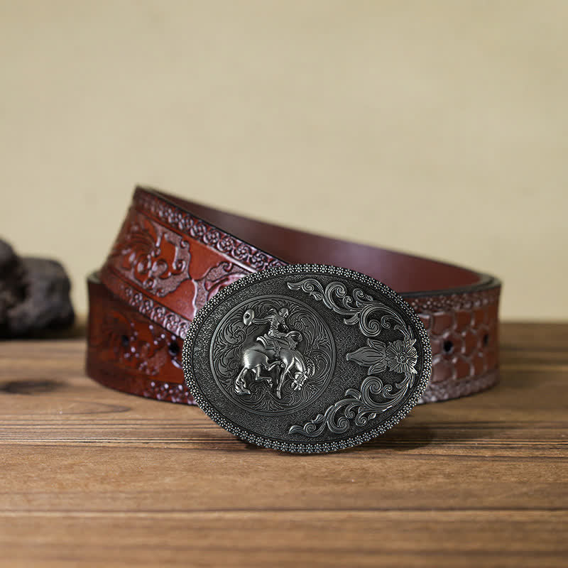 Men's DIY Off-Road Horse Riding Buckle Leather Belt - Image 11