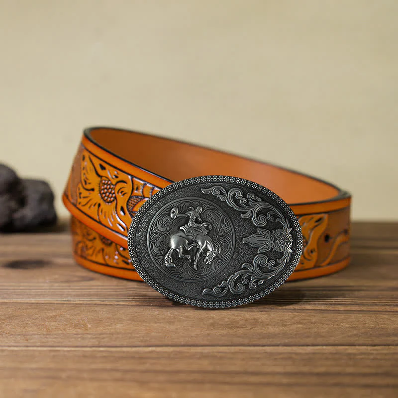 Men's DIY Off-Road Horse Riding Buckle Leather Belt - Image 15