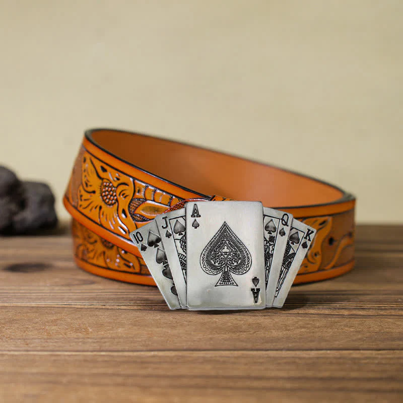 Men's DIY Poker Royal Flush Buckle Leather Belt - Image 10