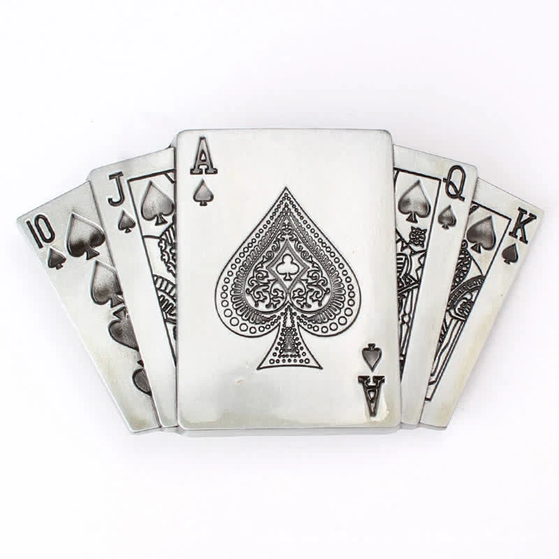 Men's DIY Poker Royal Flush Buckle Leather Belt - Image 3