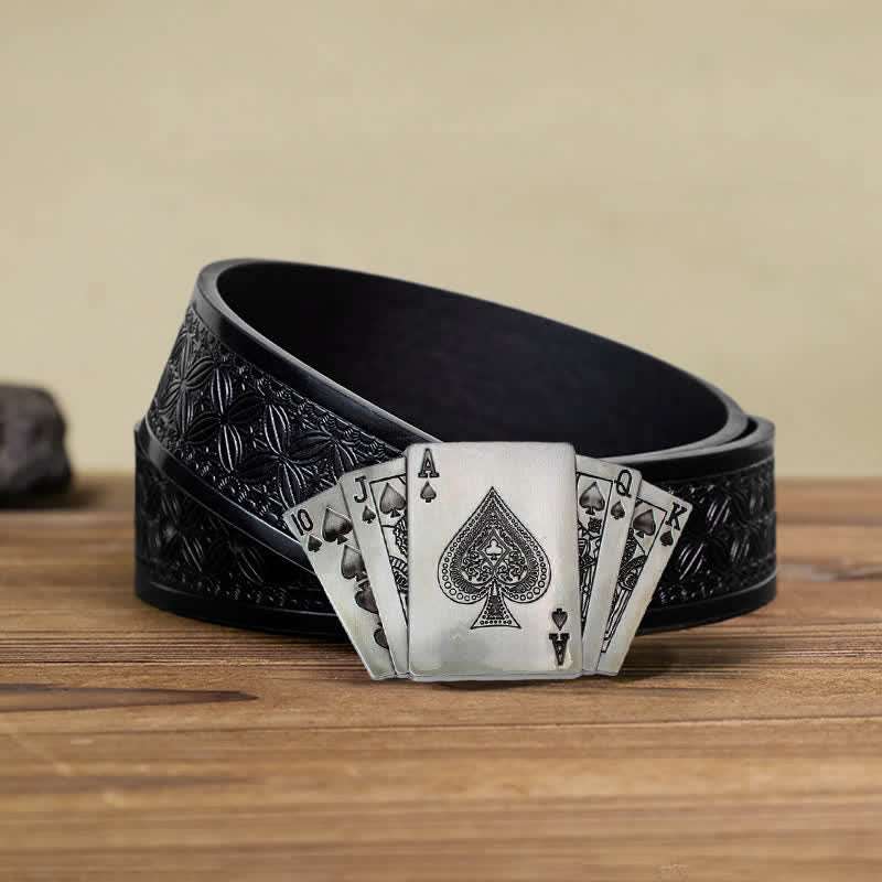 Men's DIY Poker Royal Flush Buckle Leather Belt - Image 6