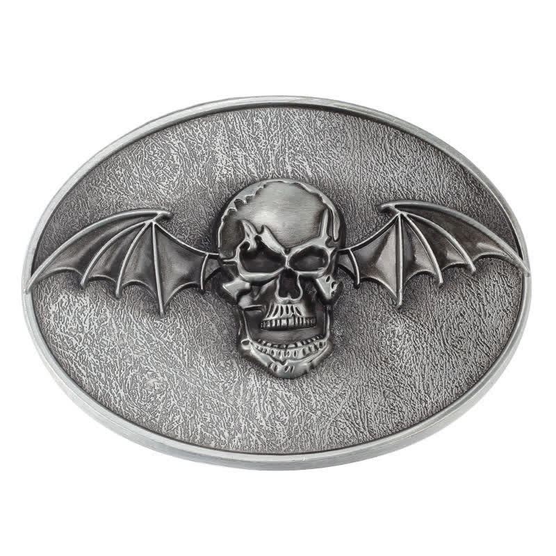 Men's DIY Punk Bat Wings Skull Buckle Leather Belt - Image 3