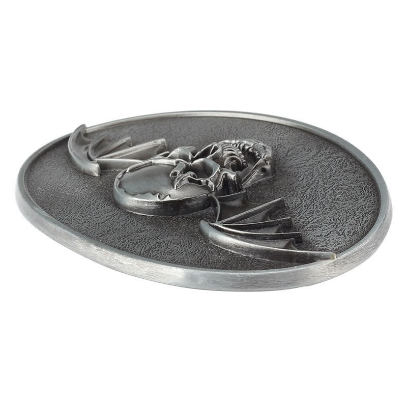 Men's DIY Punk Bat Wings Skull Buckle Leather Belt - Image 4