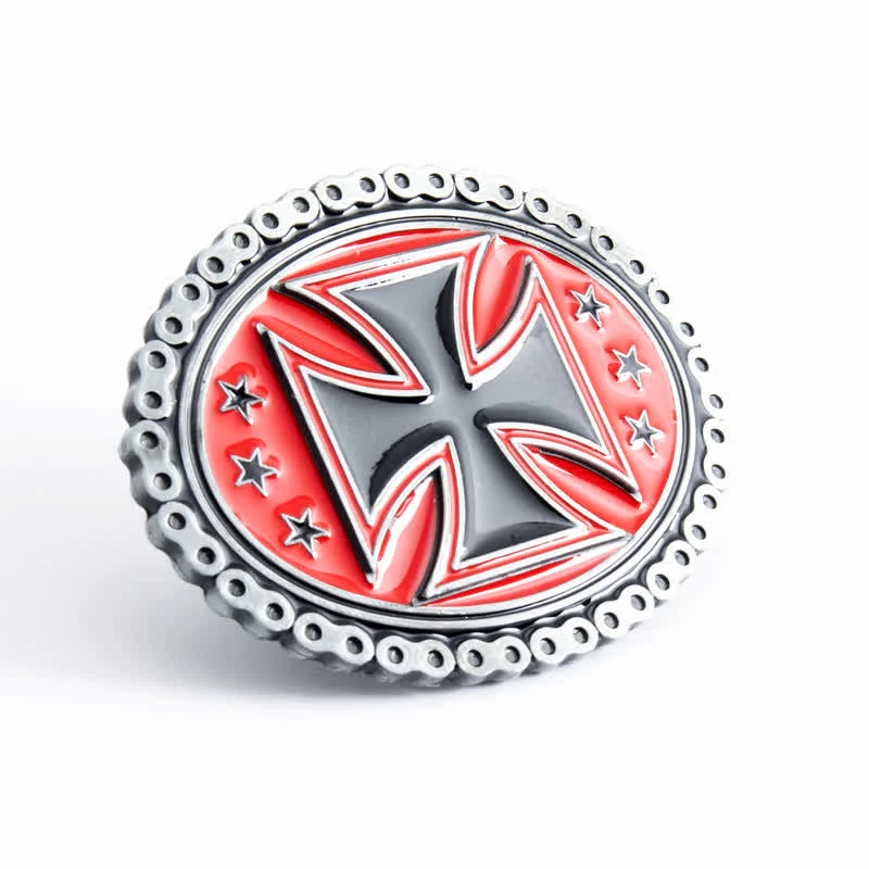 Men's DIY Religion Cross Motorcycle Buckle Leather Belt - Image 14