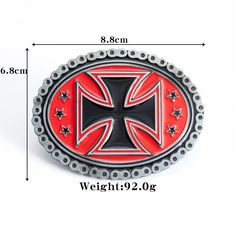 Men's DIY Religion Cross Motorcycle Buckle Leather Belt - Image 15