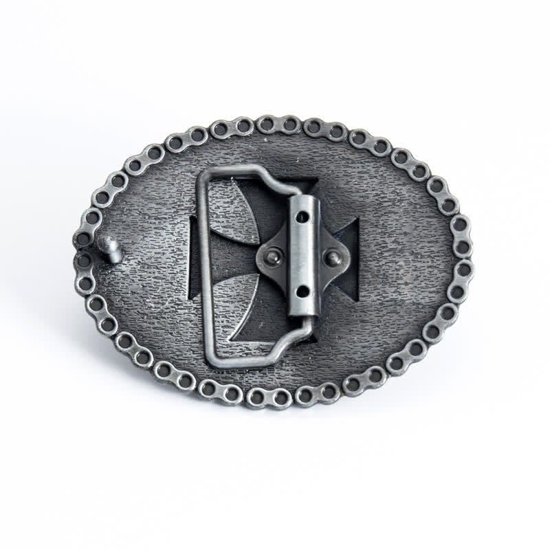 Men's DIY Religion Cross Motorcycle Buckle Leather Belt - Image 2