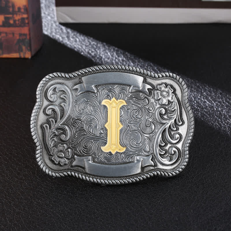 Men's DIY Retro Initial Letter Square Buckle Leather Belt - Image 11