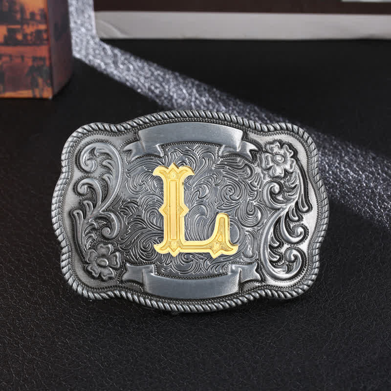 Men's DIY Retro Initial Letter Square Buckle Leather Belt - Image 14