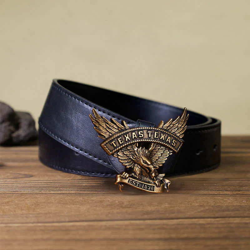 Men's DIY Retro Western Texas Eagle Buckle Leather Belt - Image 12
