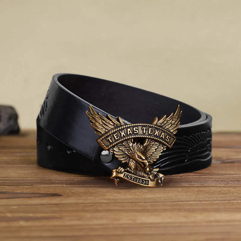 Men's DIY Retro Western Texas Eagle Buckle Leather Belt - Image 13
