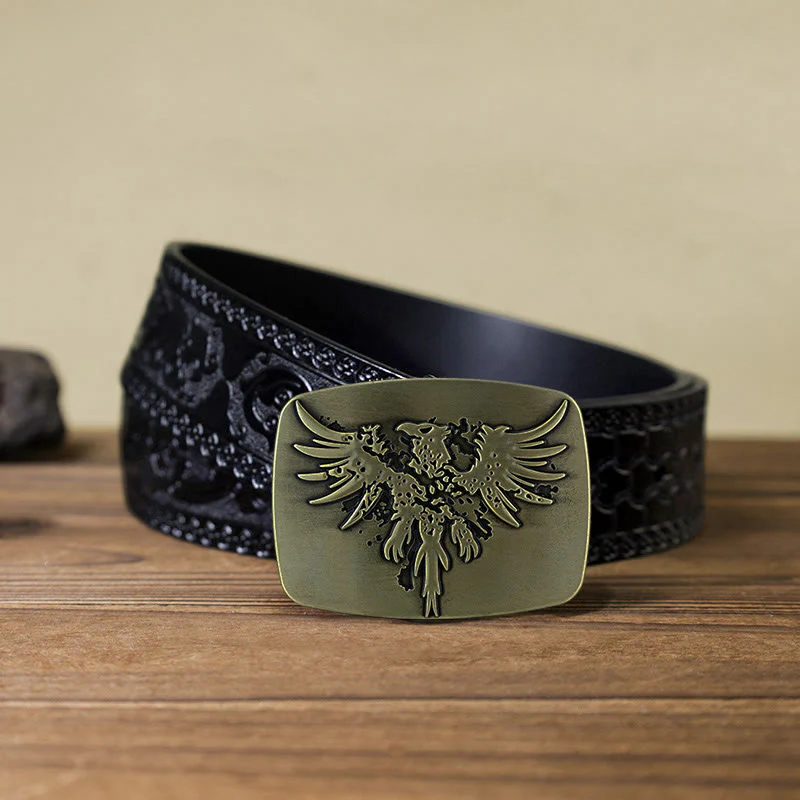 Men's DIY Rising Phoenix Eagle Buckle Leather Belt - Image 13