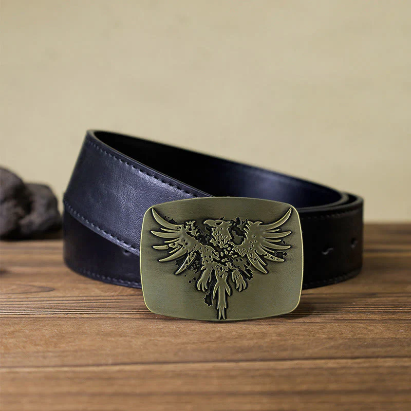 Men's DIY Rising Phoenix Eagle Buckle Leather Belt - Image 6