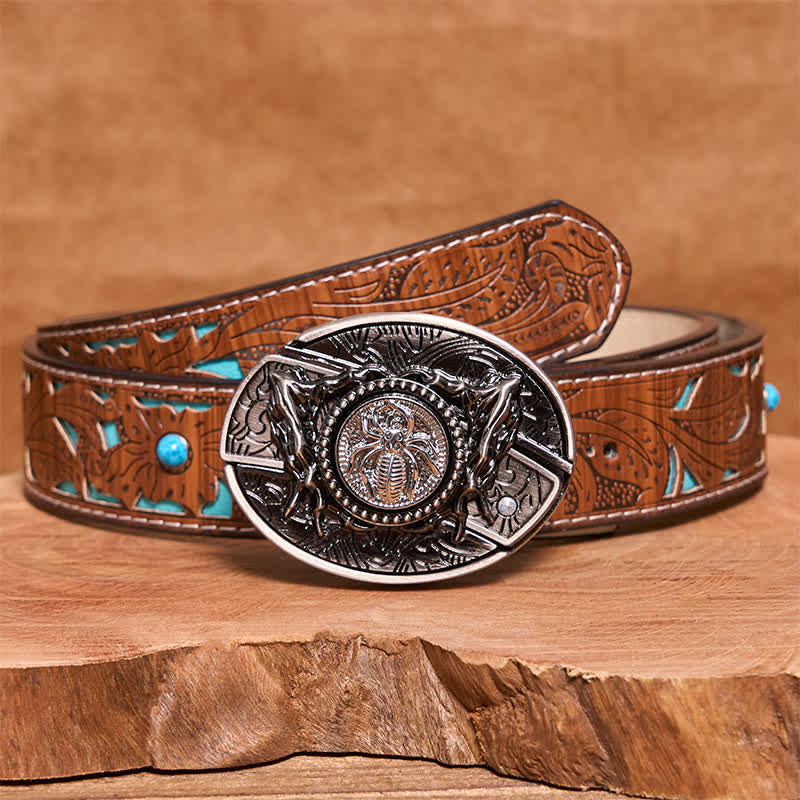 Men's DIY Rotating Spider Hidden Folding Knife Leather Belt - Image 7