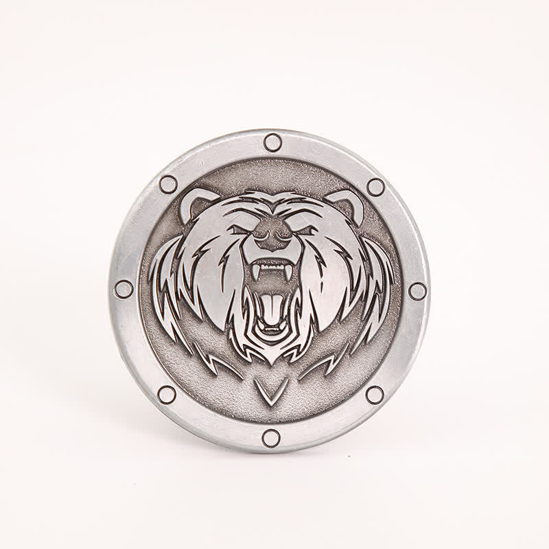 Men's DIY Round Punk Tiger Head Buckle Leather Belt - Image 3