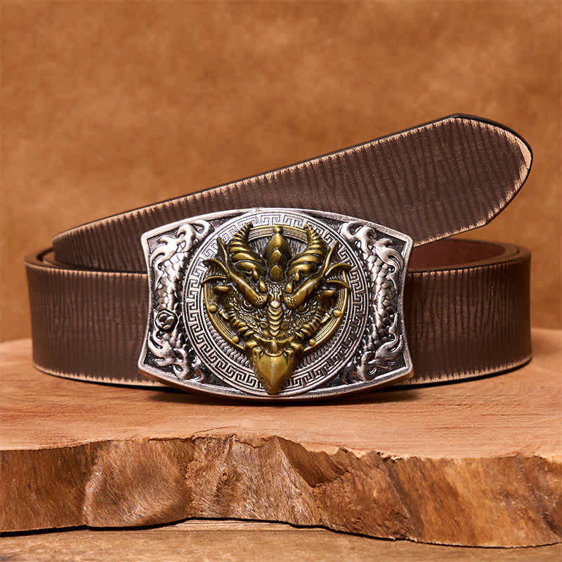 Men's DIY Sharp-billed Dragon Hidden Folding Knife Leather Belt - Image 9