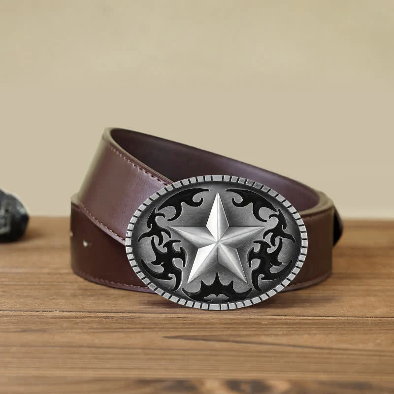 Men's DIY Silver Lone Star Buckle Leather Belt - Image 8