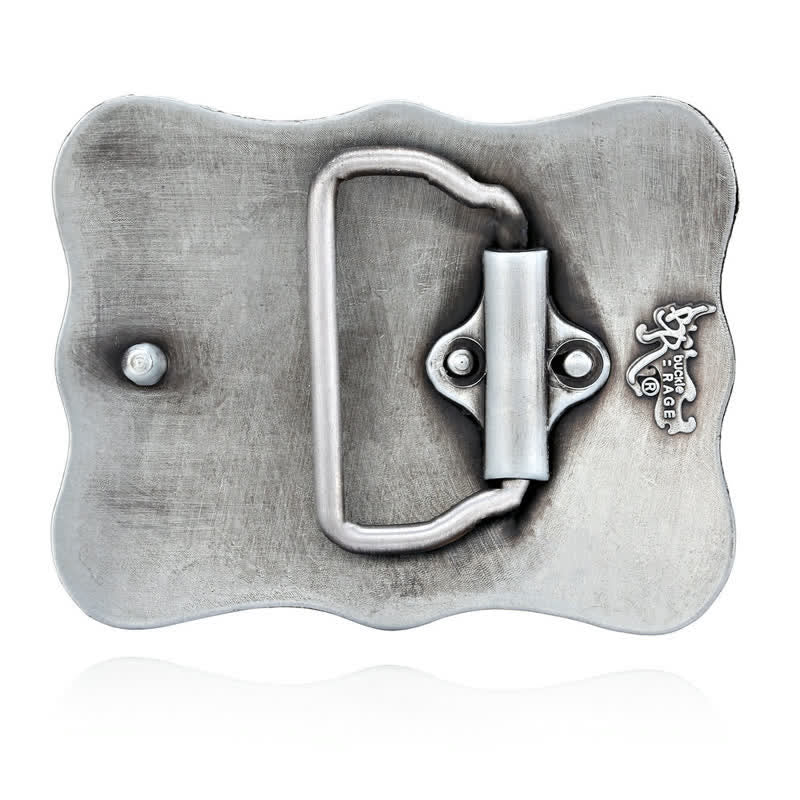 Men's DIY Silver Longhorn Bull Rodeo Buckle Leather Belt - Image 2