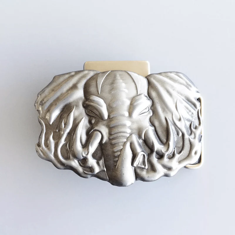Men's DIY Silver Wildlife Elephant Leather Belt with Hidden Lighter - Image 2