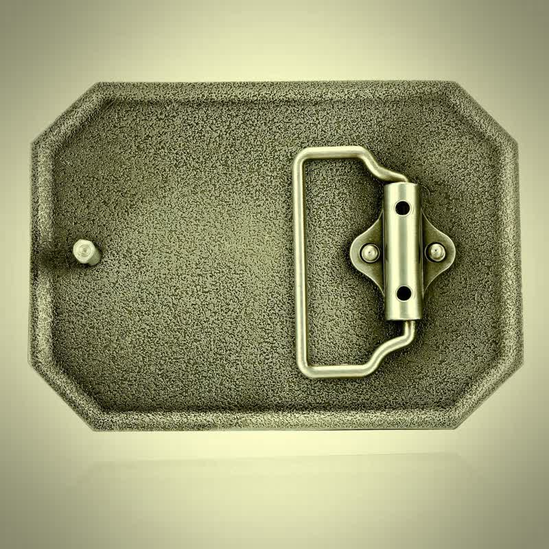 Men's DIY Simple Longhorn Bull Head Buckle Leather Belt - Image 5