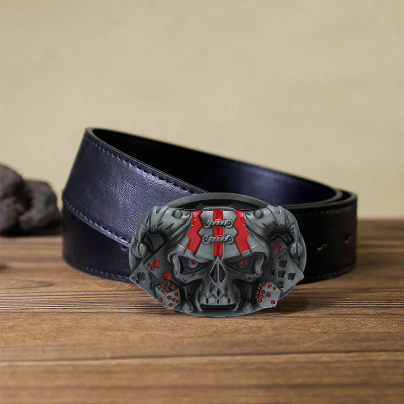 Men's DIY Skull Clown Joker Buckle Leather Belt - Image 10