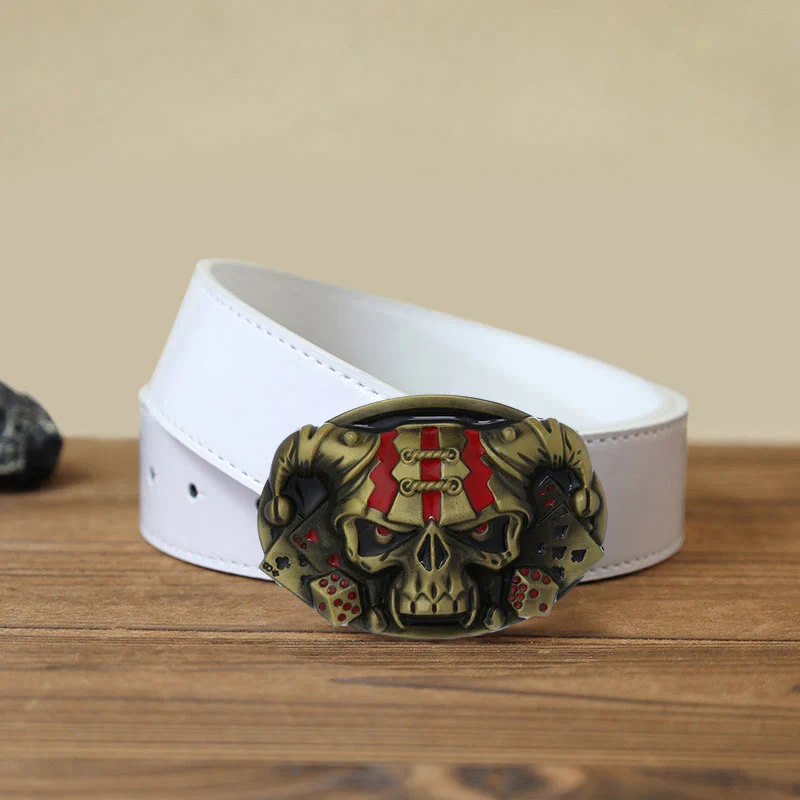 Men's DIY Skull Clown Joker Buckle Leather Belt - Image 12