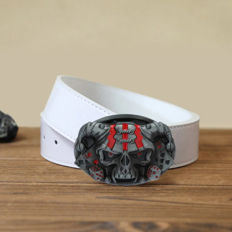 Men's DIY Skull Clown Joker Buckle Leather Belt - Image 13