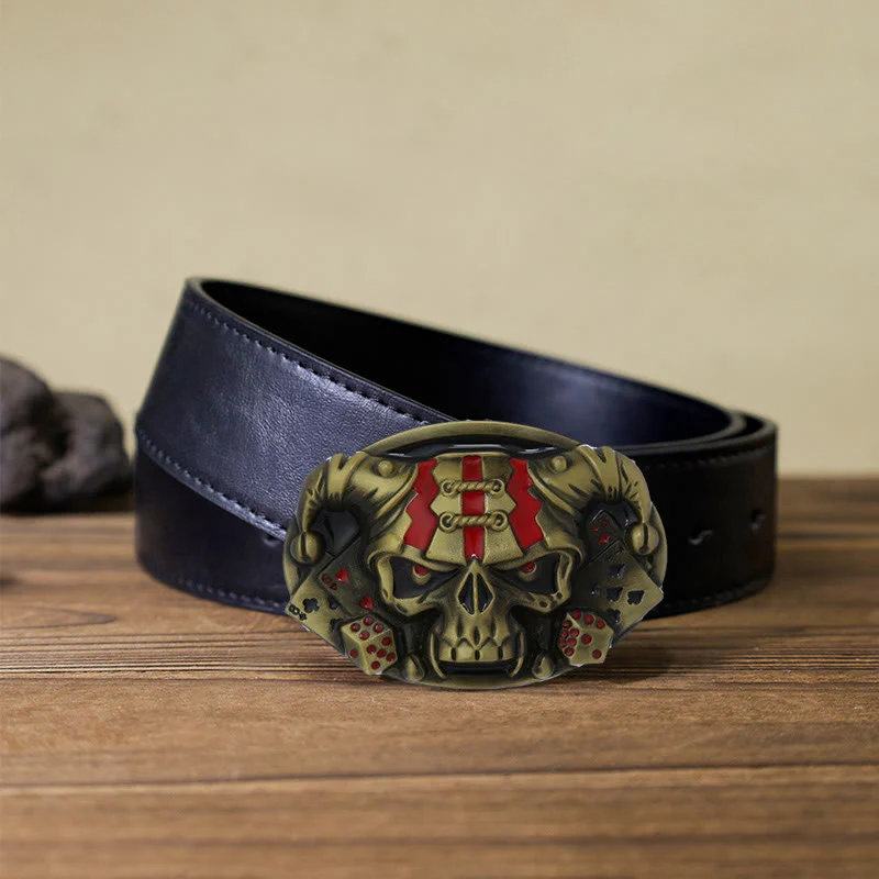 Men's DIY Skull Clown Joker Buckle Leather Belt - Image 9