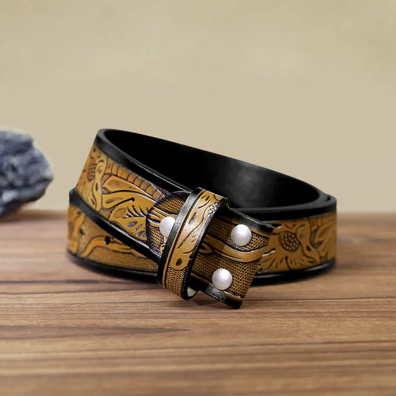 Men's DIY Skull Motorcycle Ghost Head Buckle Leather Belt - Image 14