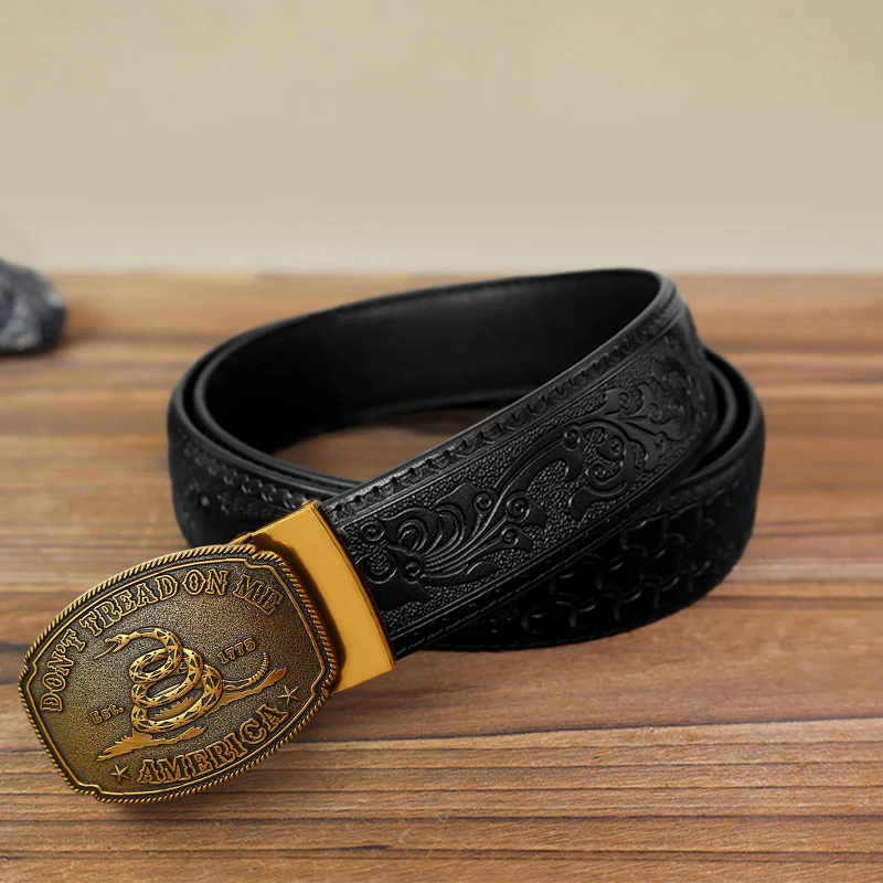 Men's DIY Snake Attitude Automatic Buckle Leather Belt - Image 6