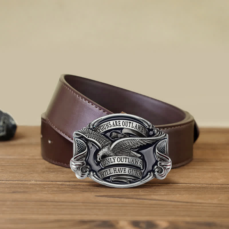 Men's DIY Soaring Eagle Statement Buckle Leather Belt - Image 14
